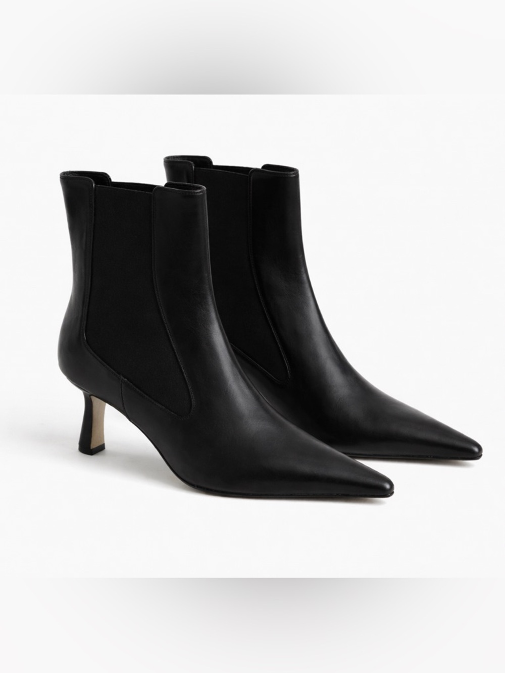 Aeyde 42 Black Leather Heeled Boots with Elastic Side